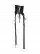 Black Cool Retro Carved Metal Buckle Decoration Cross Straps Drawstring Design Punk Style Tight Corset