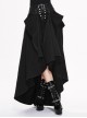 Waist D-Buckle Lace-Up Zipper Rear Long Hem Black Punk Long Half Skirt