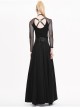 Waist D-Buckle Lace-Up Zipper Rear Long Hem Black Punk Long Half Skirt