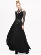 Waist D-Buckle Lace-Up Zipper Rear Long Hem Black Punk Long Half Skirt