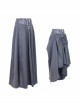 Waist D-Buckle Lace-Up Zipper Rear Long Hem Black Punk Long Half Skirt