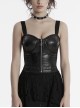 Black Sexy Cool Personality Metal Skull Zipper Adjustable Shoulder Strap Design Punk Style Tight Vest