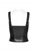 Black Sexy Cool Personality Metal Skull Zipper Adjustable Shoulder Strap Design Punk Style Tight Vest