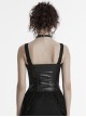 Black Sexy Cool Personality Metal Skull Zipper Adjustable Shoulder Strap Design Punk Style Tight Vest