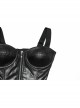 Black Sexy Cool Personality Metal Skull Zipper Adjustable Shoulder Strap Design Punk Style Tight Vest