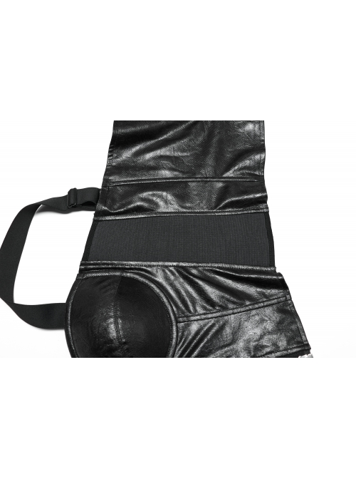 Black Sexy Cool Personality Metal Skull Zipper Adjustable Shoulder Strap Design Punk Style Tight Vest