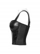 Black Sexy Cool Personality Metal Skull Zipper Adjustable Shoulder Strap Design Punk Style Tight Vest