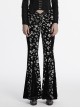 Unique Dark Personality Skull Print Sexy Waist Strap Design Slim Fit Gothic Style Flared Pants