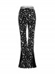 Unique Dark Personality Skull Print Sexy Waist Strap Design Slim Fit Gothic Style Flared Pants