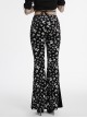 Unique Dark Personality Skull Print Sexy Waist Strap Design Slim Fit Gothic Style Flared Pants