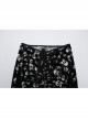 Unique Dark Personality Skull Print Sexy Waist Strap Design Slim Fit Gothic Style Flared Pants
