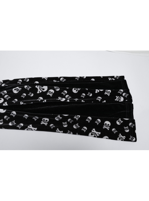 Unique Dark Personality Skull Print Sexy Waist Strap Design Slim Fit Gothic Style Flared Pants