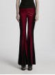 Elegant Black Red Gradient Print Retro Velvet Unique Patchwork Design Gothic Style Flared Pants