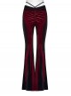 Elegant Black Red Gradient Print Retro Velvet Unique Patchwork Design Gothic Style Flared Pants