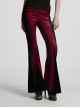 Elegant Black Red Gradient Print Retro Velvet Unique Patchwork Design Gothic Style Flared Pants