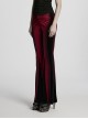 Elegant Black Red Gradient Print Retro Velvet Unique Patchwork Design Gothic Style Flared Pants