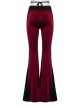 Elegant Black Red Gradient Print Retro Velvet Unique Patchwork Design Gothic Style Flared Pants