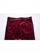 Elegant Black Red Gradient Print Retro Velvet Unique Patchwork Design Gothic Style Flared Pants