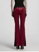 Elegant Black Red Gradient Print Retro Velvet Unique Patchwork Design Gothic Style Flared Pants