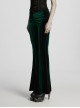Elegant Green Gradient Print Luxury Velvet Sexy Waist Straps Irregular Stitching Design Gothic Style Flared Pants