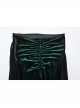 Elegant Green Gradient Print Luxury Velvet Sexy Waist Straps Irregular Stitching Design Gothic Style Flared Pants
