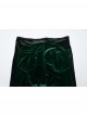 Elegant Green Gradient Print Luxury Velvet Sexy Waist Straps Irregular Stitching Design Gothic Style Flared Pants