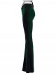 Elegant Green Gradient Print Luxury Velvet Sexy Waist Straps Irregular Stitching Design Gothic Style Flared Pants