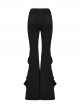 Retro Elegant Black Ruffled Fishtail Hem Daily Versatile Slim Fit  Gothic Style Flared Pants