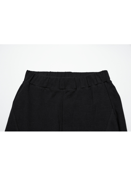 Retro Elegant Black Ruffled Fishtail Hem Daily Versatile Slim Fit  Gothic Style Flared Pants