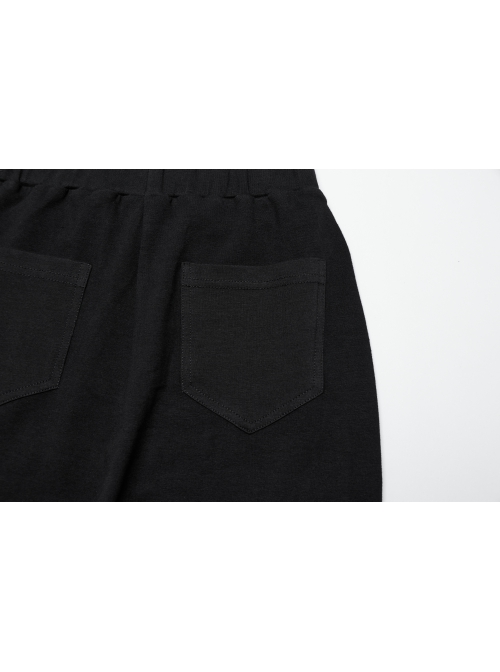 Retro Elegant Black Ruffled Fishtail Hem Daily Versatile Slim Fit  Gothic Style Flared Pants