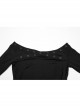 Daily Versatile Black Sexy One Shoulder Unique Cross Strap Decoration Gothic Short Sleeves T Shirt