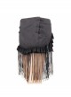 Lace Tassel Hem Back Waist Lace-Up Black Jacquard Gothic Short Skirt
