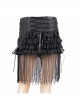 Lace Tassel Hem Back Waist Lace-Up Black Jacquard Gothic Short Skirt