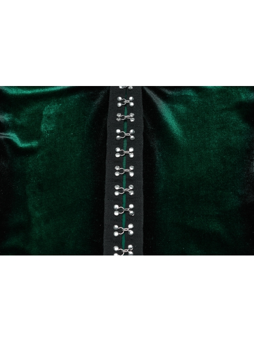 Elegant Green Gradient Print Sexy Square Neck Design Personality Hem Gothic Long Sleeves T Shirt