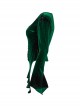 Elegant Green Gradient Print Sexy Square Neck Design Personality Hem Gothic Long Sleeves T Shirt