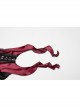 Elegant Red Gradient Print Luxury Velvet Personality Hem Gothic Style Long Sleeves T Shirt