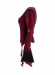Elegant Red Gradient Print Luxury Velvet Personality Hem Gothic Style Long Sleeves T Shirt