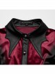 Vintage Red Velvet Gradient Print Unique Bat Collar Luxurious Velvet Ruffle Hem Gothic Style Long Sleeves Shirt