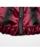 Vintage Red Velvet Gradient Print Unique Bat Collar Luxurious Velvet Ruffle Hem Gothic Style Long Sleeves Shirt