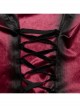 Vintage Red Velvet Gradient Print Unique Bat Collar Luxurious Velvet Ruffle Hem Gothic Style Long Sleeves Shirt
