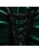 Retro Elegant Green Gradient Print Unique Bat Collar Ruffle Design Gothic Style Long Sleeves Shirt
