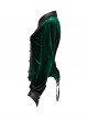 Retro Elegant Green Gradient Print Unique Bat Collar Ruffle Design Gothic Style Long Sleeves Shirt