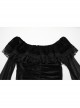 Sexy Black Elegant One Shoulder Retro Lace Mesh Stitching Luxury Velvet Gothic Style Long Sleeves Dress
