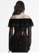 Personalized Black Red Gradient Unique Bat Wing Shape Hem Cool Leopard Print Gothic Style Tight Corset