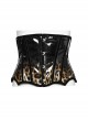 Unique Black Brown Gradient Handsome Leopard Pattern Bat Wing Shape Hem Gothic Style Tight Corset