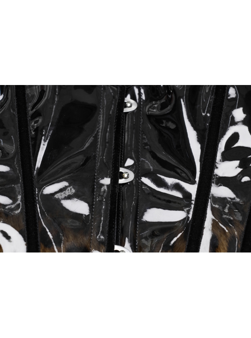 Unique Black Brown Gradient Handsome Leopard Pattern Bat Wing Shape Hem Gothic Style Tight Corset