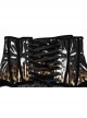Unique Black Brown Gradient Handsome Leopard Pattern Bat Wing Shape Hem Gothic Style Tight Corset