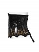 Unique Black Brown Gradient Handsome Leopard Pattern Bat Wing Shape Hem Gothic Style Tight Corset