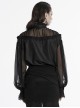 Sexy Black See-Through Loose Fit Tassel Crystal Pendant Lace Decoration Gothic Style Long Sleeves Shirt