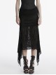 Black Elegant Slim Sexy Spider Web Mesh Splicing Side Slit Design Punk Style Fishtail Skirt